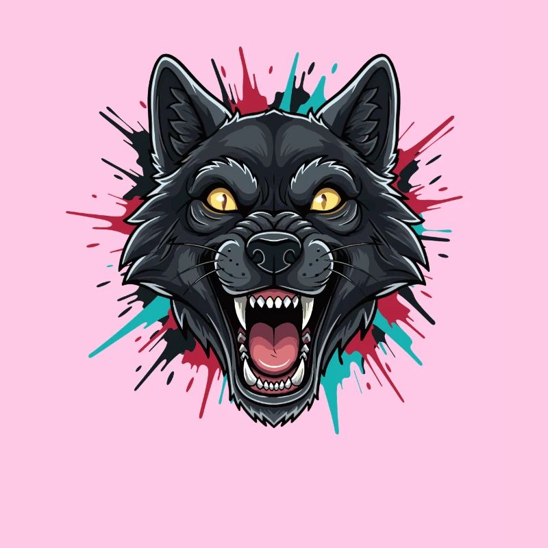 Neon-Wolfkopf Farbspritzer