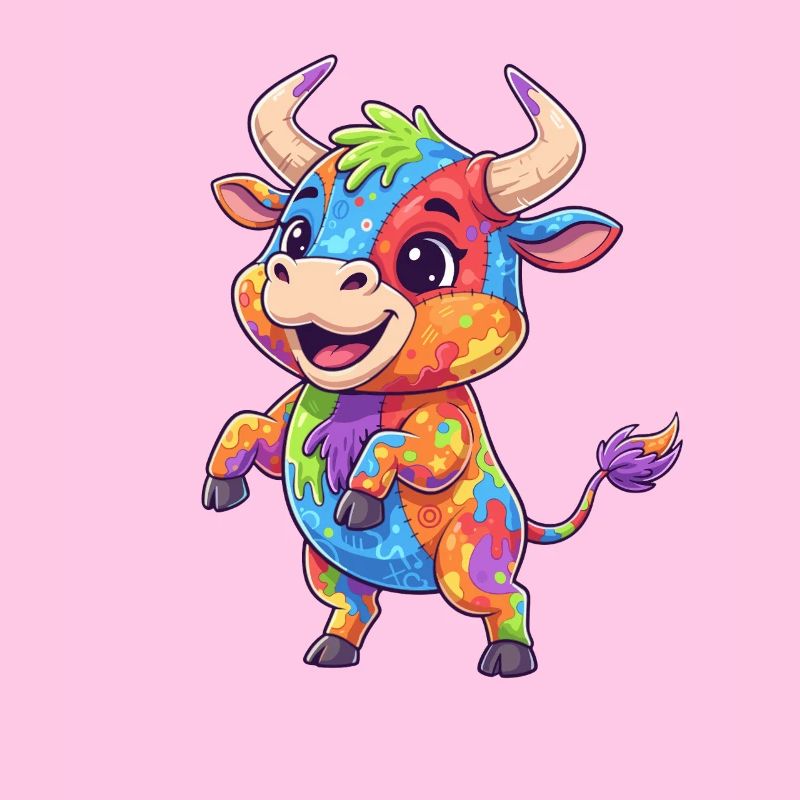 Farbenfrohe Kuh Farbexplosion