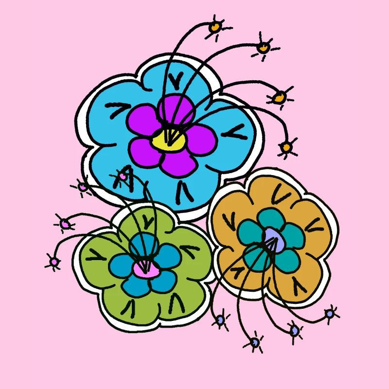 Farbenfrohe Blumen Blume Blumenstrauß Retro   