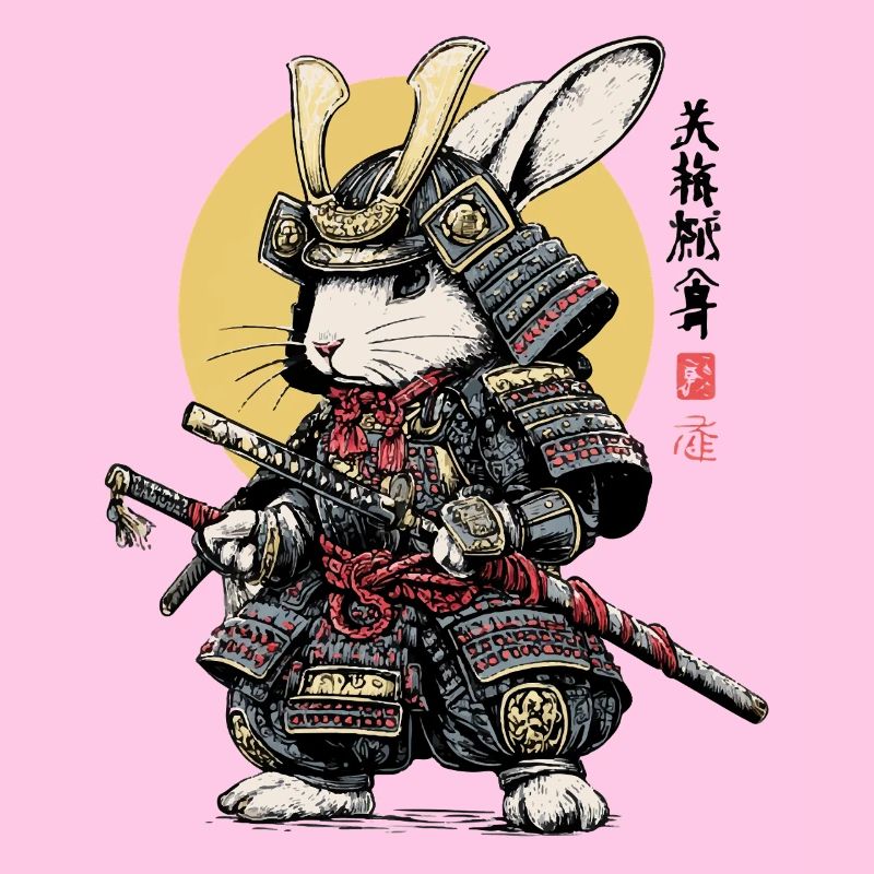 Rabbit Samurai in Armor with Katana