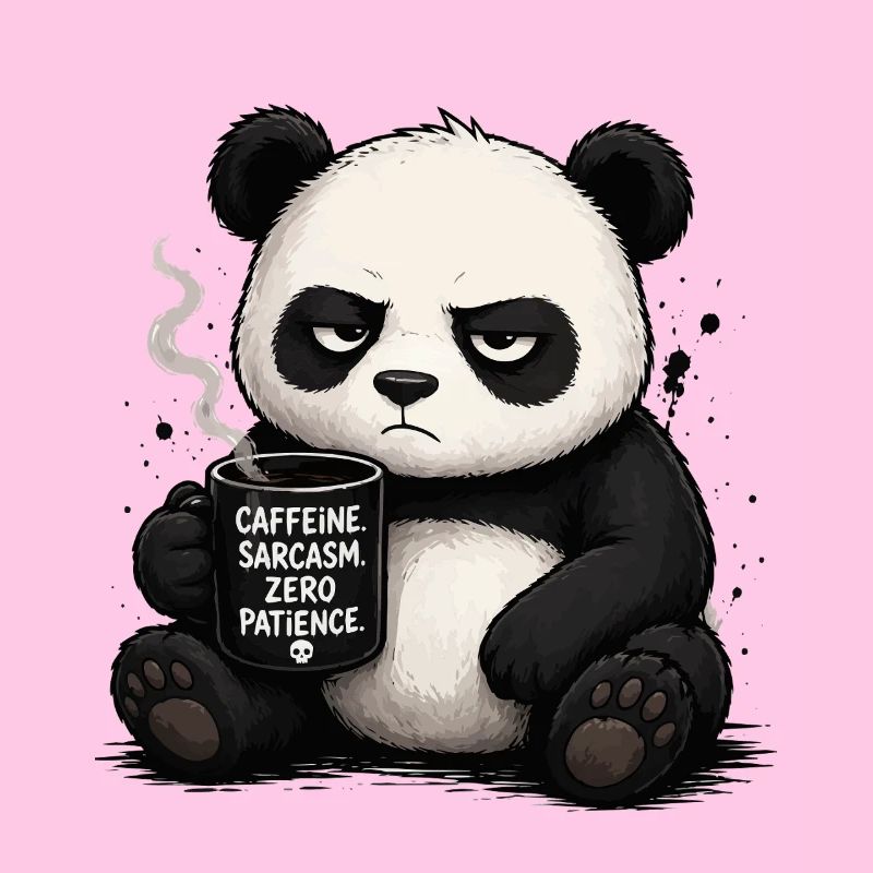 Kaffeepanda mit Sarkasmus