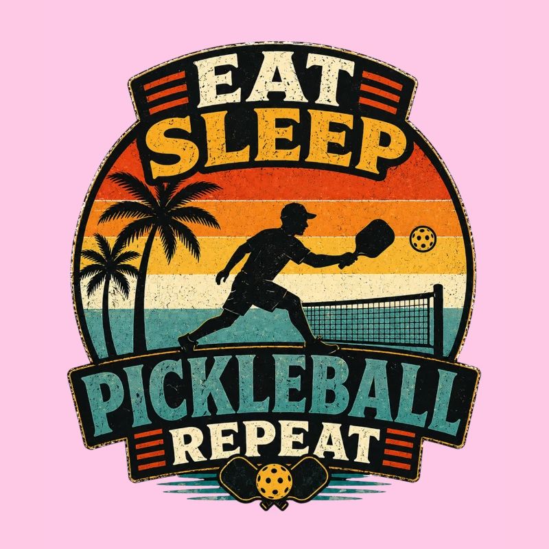 Devise rétro du pickleball : Manger, dormir, répéter