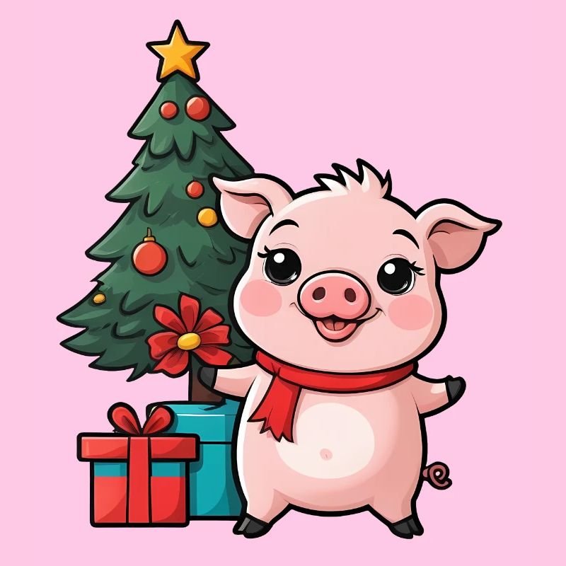 Cochon mignon célébrant Noël.