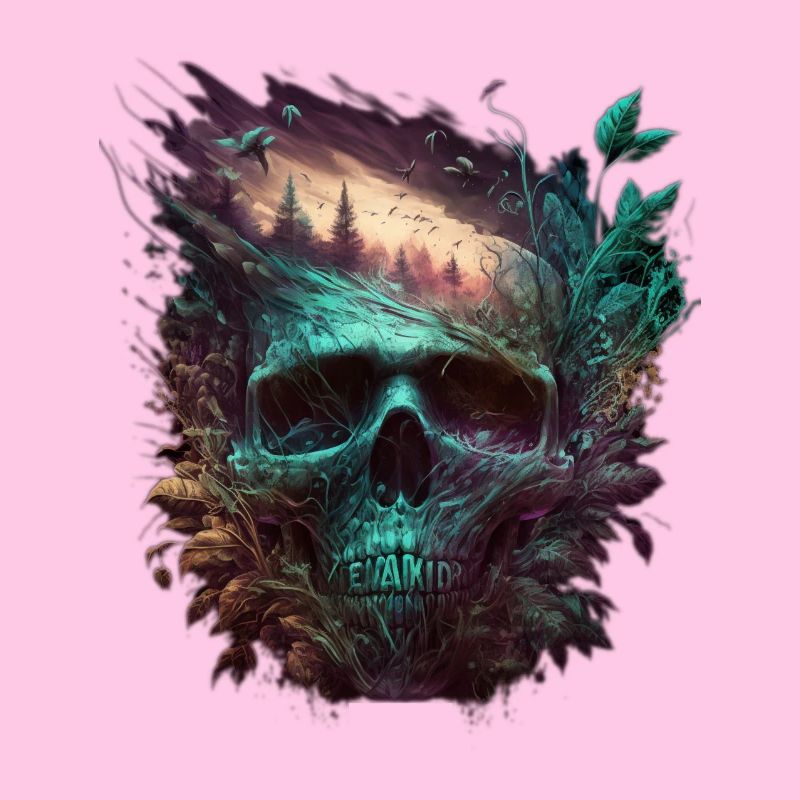 Neon Skull Forest Art