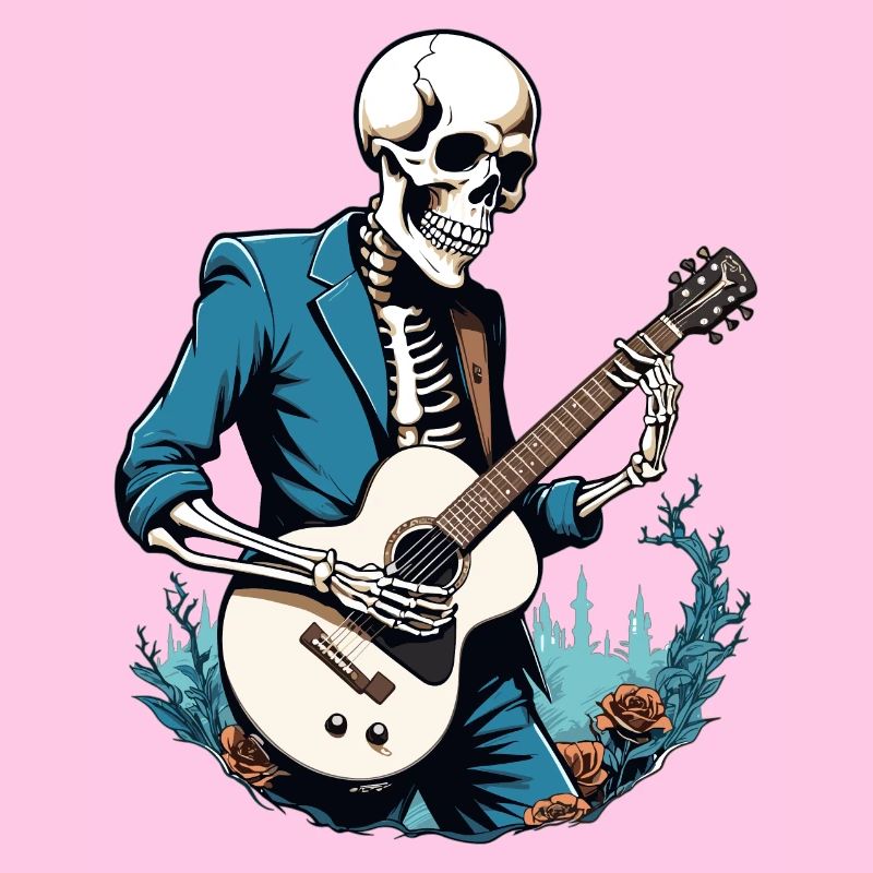 Skeleton with guitar