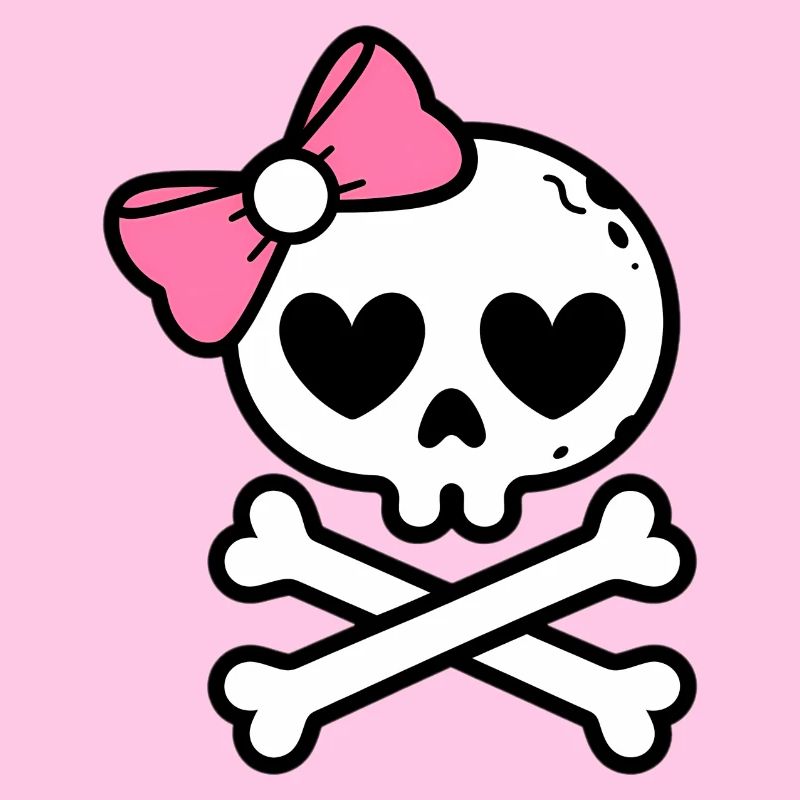 Cute Pink Bow Skull and Crossbones