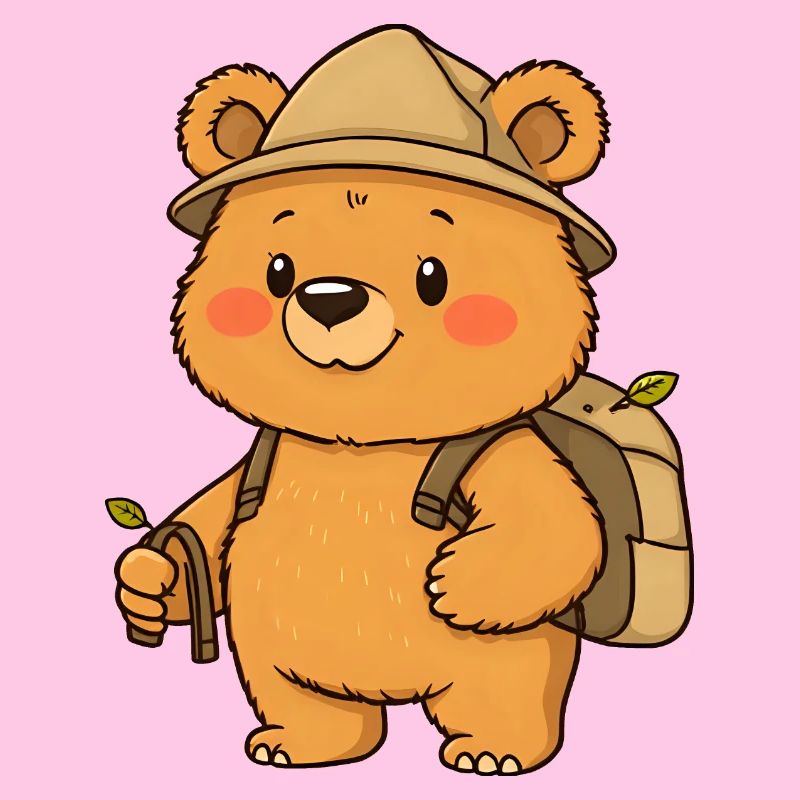 Adventurous Teddy Bear Explorer with Backpack