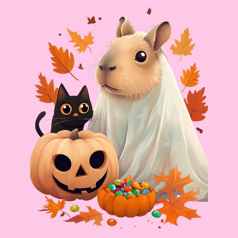 Halloween Capybara Katze Geist Geschenkidee