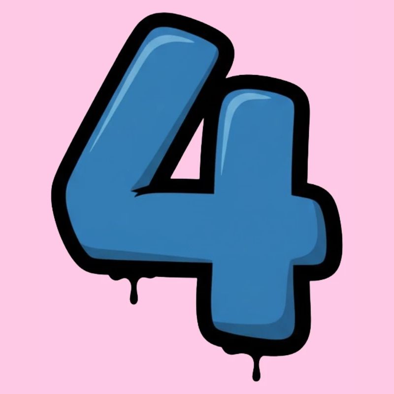 Graffiti Blue 4 Number Design
