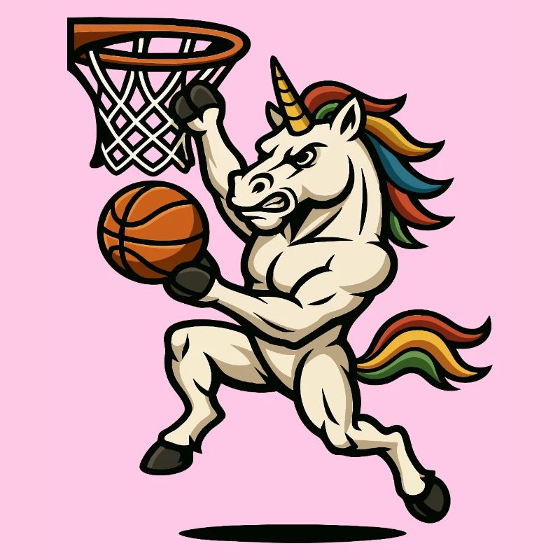 Regenbogen-Einhorn-Slam Dunk