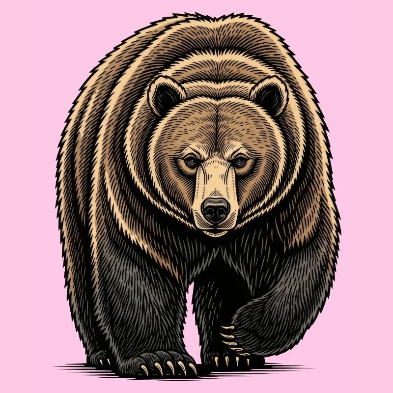 Bear Watcher Linienillustration