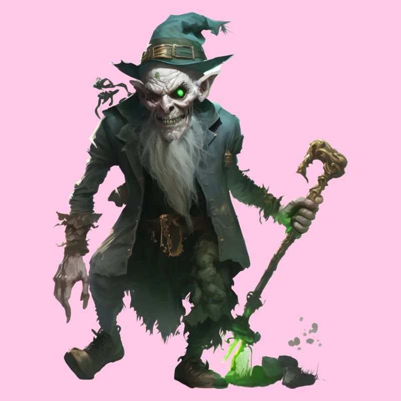 Zombie Zauberer Kobold mit Stab