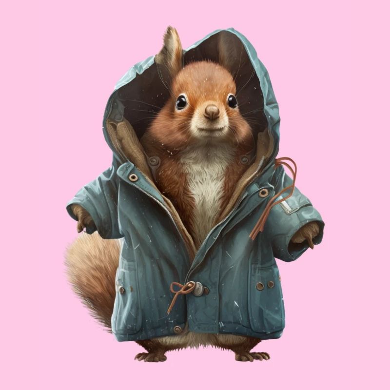 Design mit einem Eichhörnchen was eine Jacke trägt