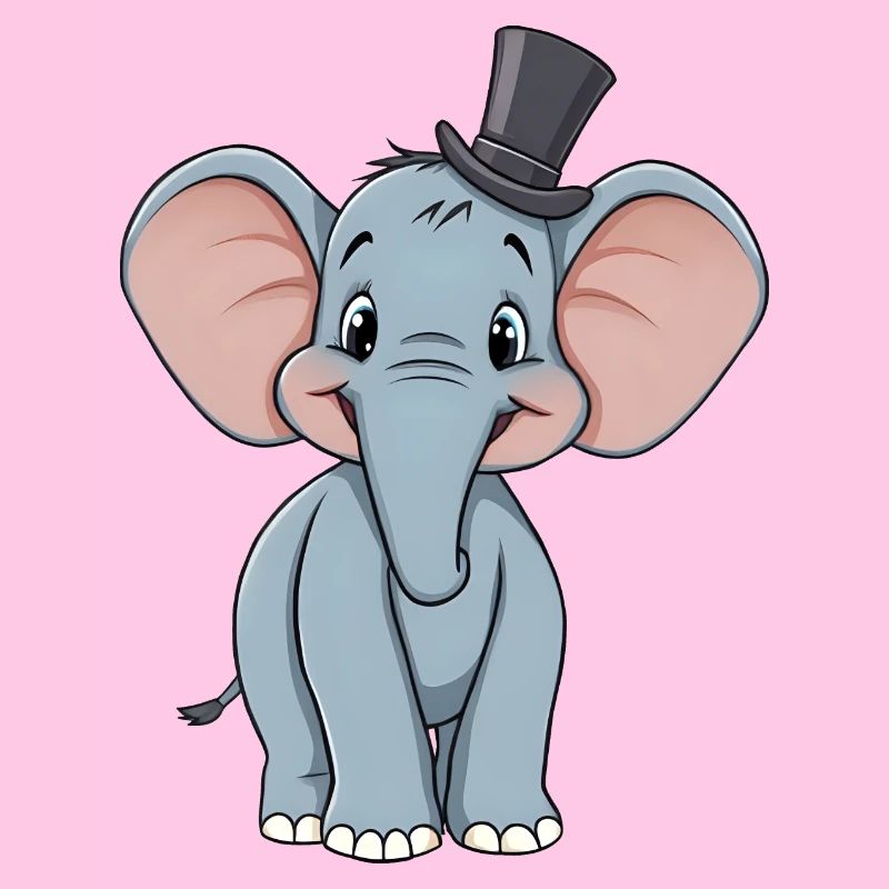 Entzückender blauer Comic-Elefant mit Hut