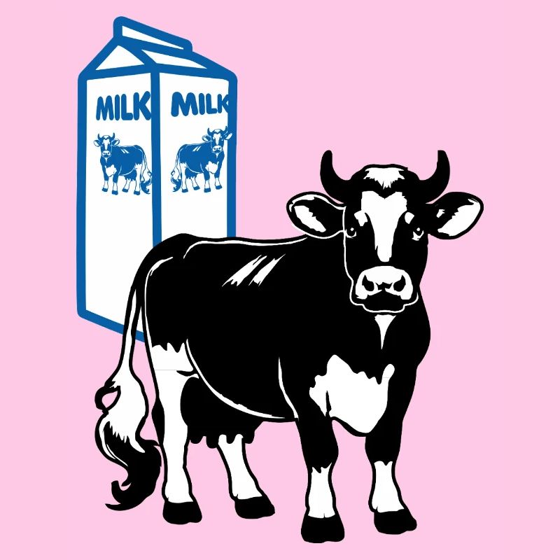 Milchkuh mit Milchkarton Hintergrund