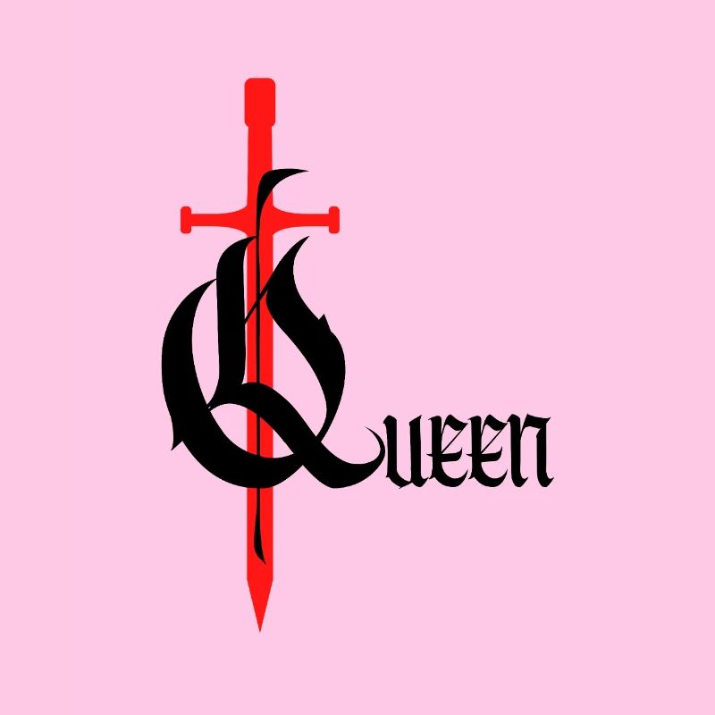Gothique Queen Design avec épée avec texte noir