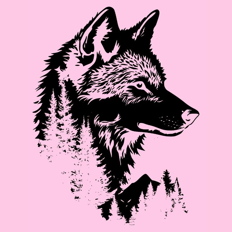 Wolf Gesicht Wald Silhouette
