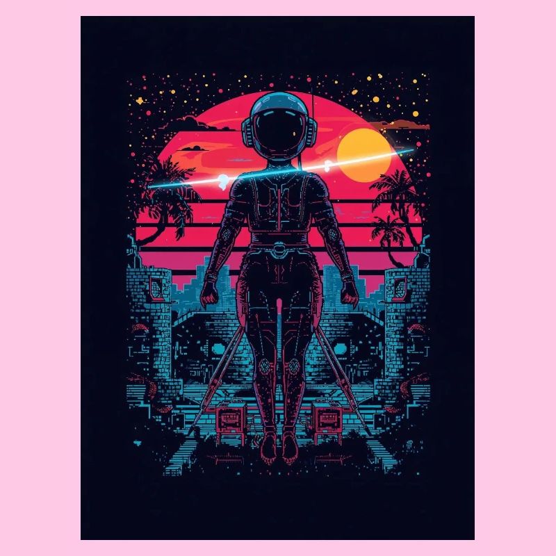 Astronaut Neon Sunset
