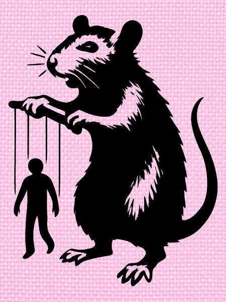 Ratte mit Mensch als Marionette 