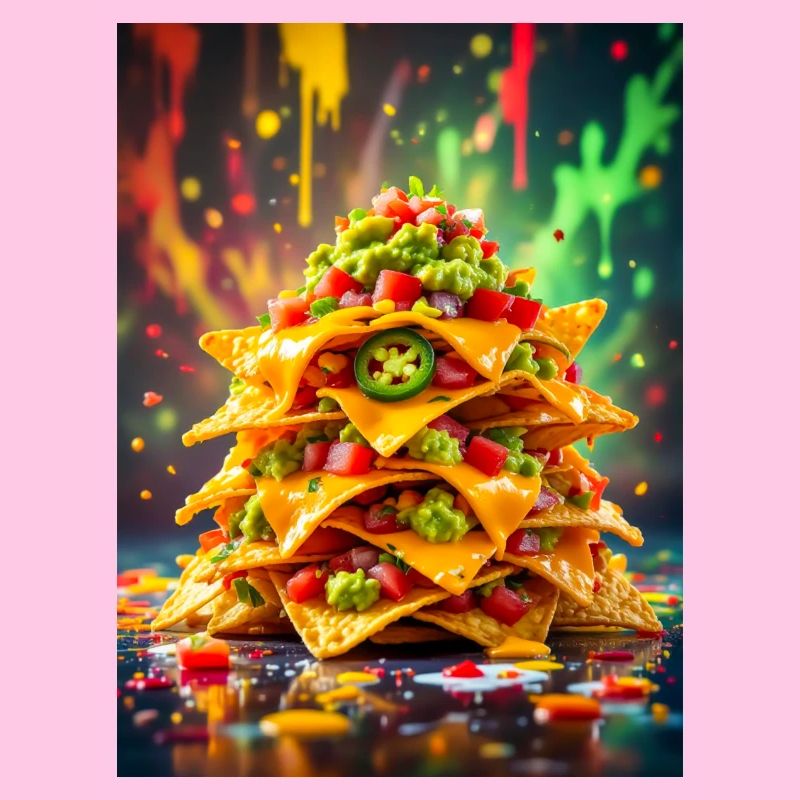 Nachos chargés débordant de saveur épicée et de néon