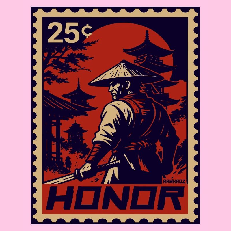 Roter Samurai Briefmarke der ehre
