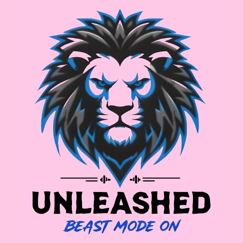 Blue Neon Lion Crest Unleashed