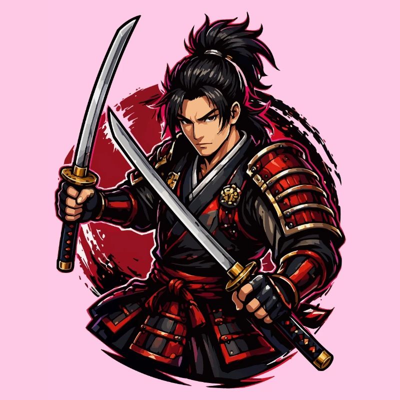 Combattant Samouraï dans Red Swirl