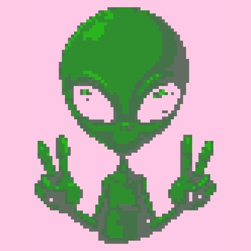 Pixel Alien Peace Sign Tee