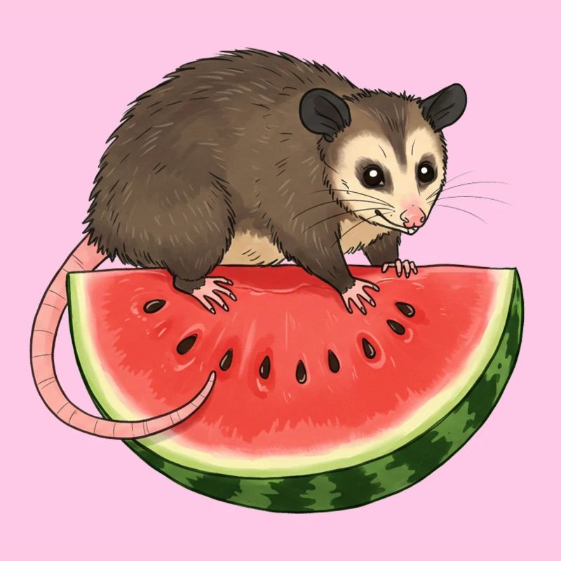 Opossum mit Wassermelone