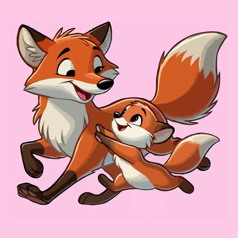 Fuchs mit herumtollendem Kind