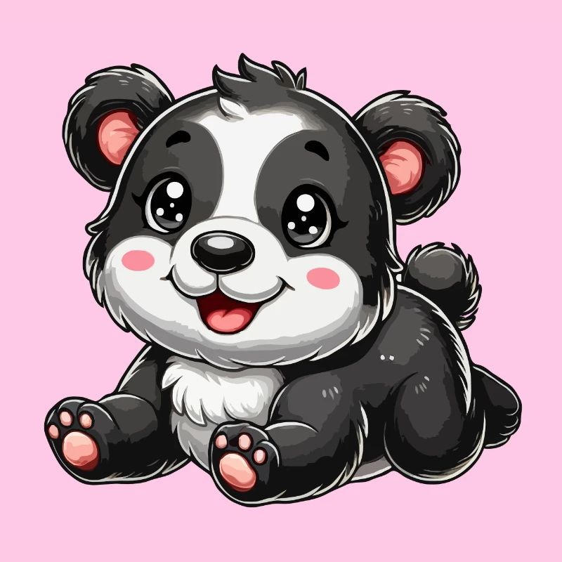Bébé ours noir et blanc