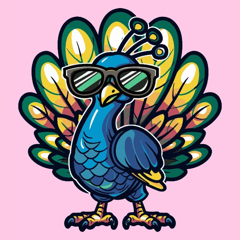 Oiseau paon bande dessinée cool