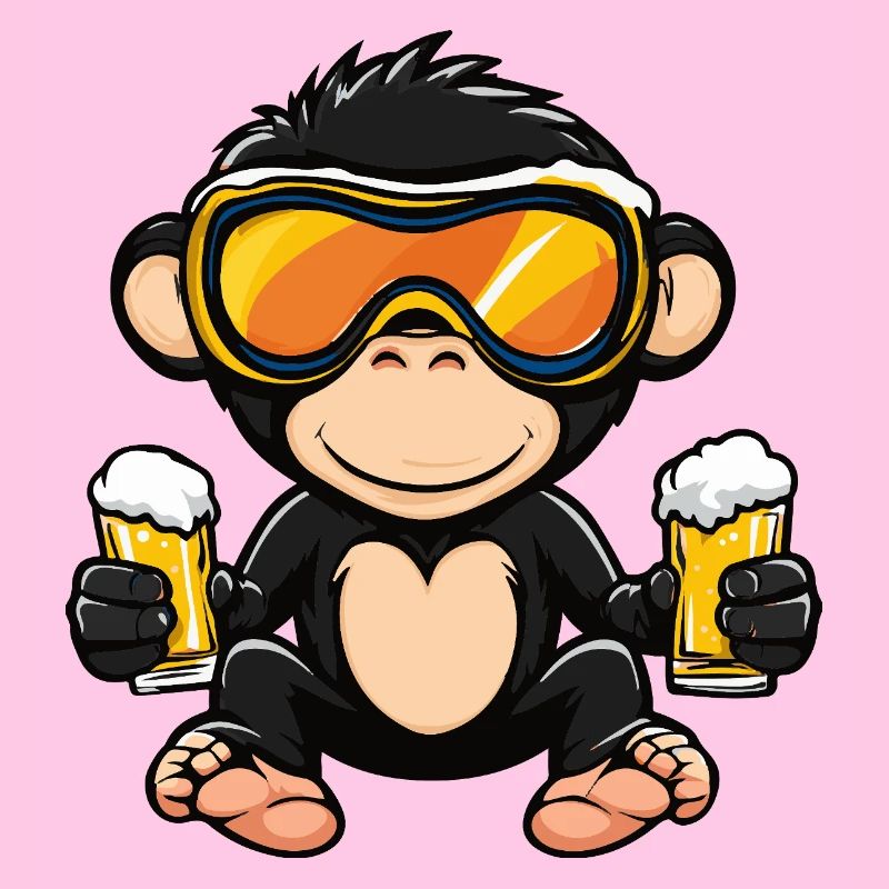 Affe Apres Ski Bier Comic