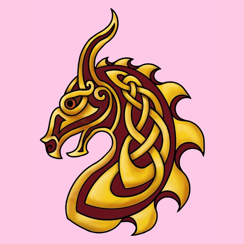 Celtic Dragon Red Gold