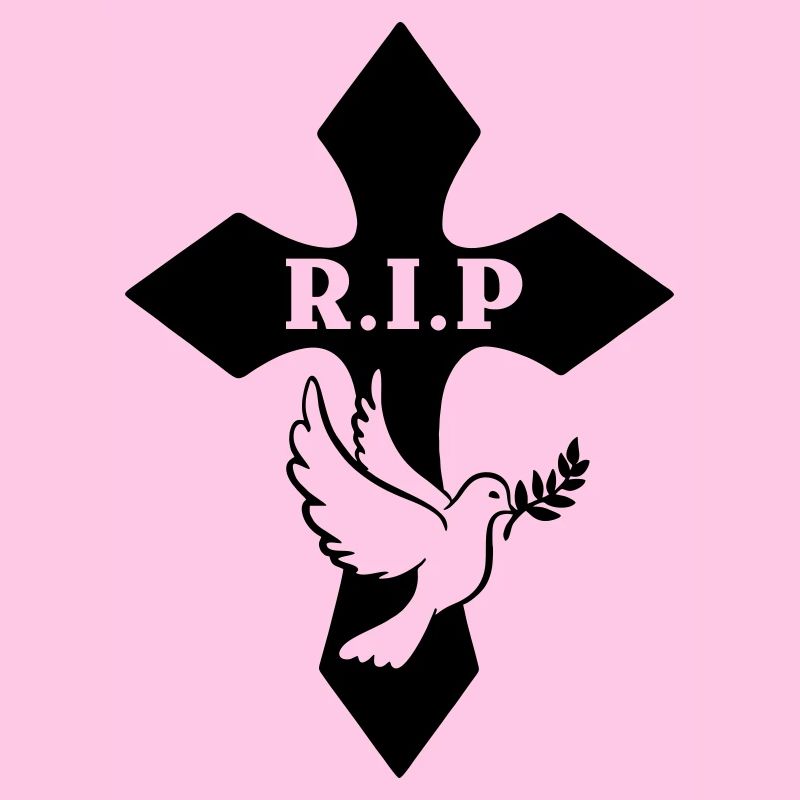 Kreuz mit Taube und Text R.I.P