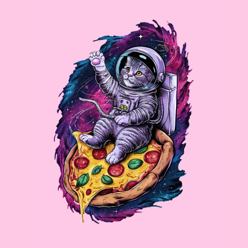Chat de l’espace sur Pizza Galactic Journey