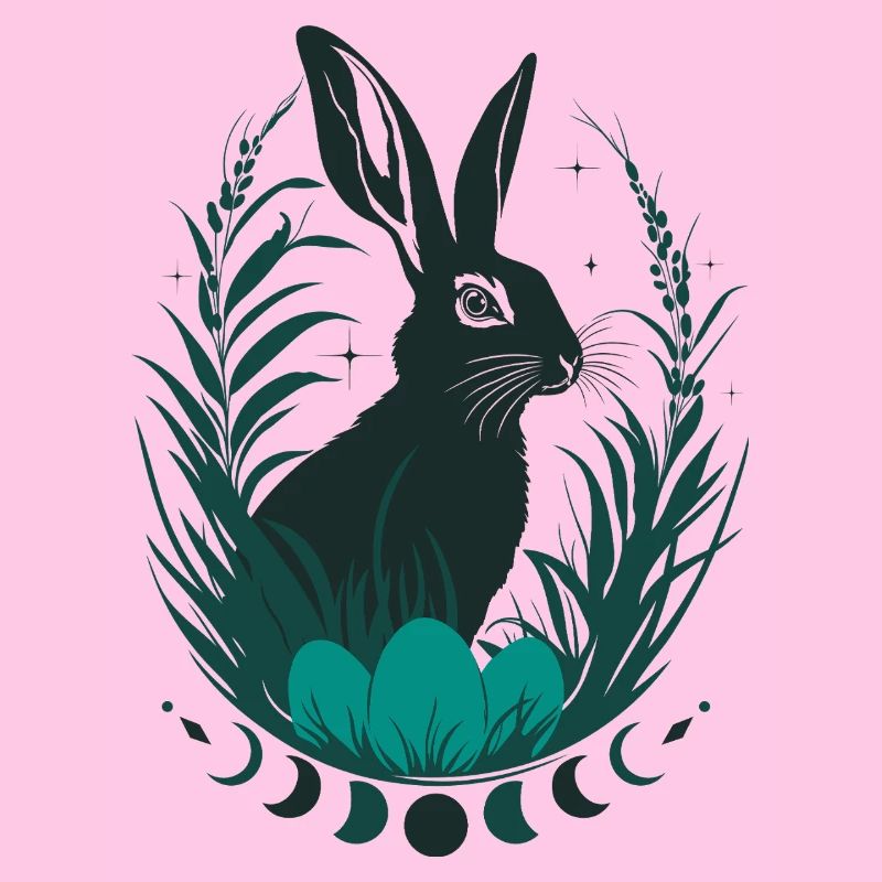 Lapin Ostara avec phases de lune Wicca Design