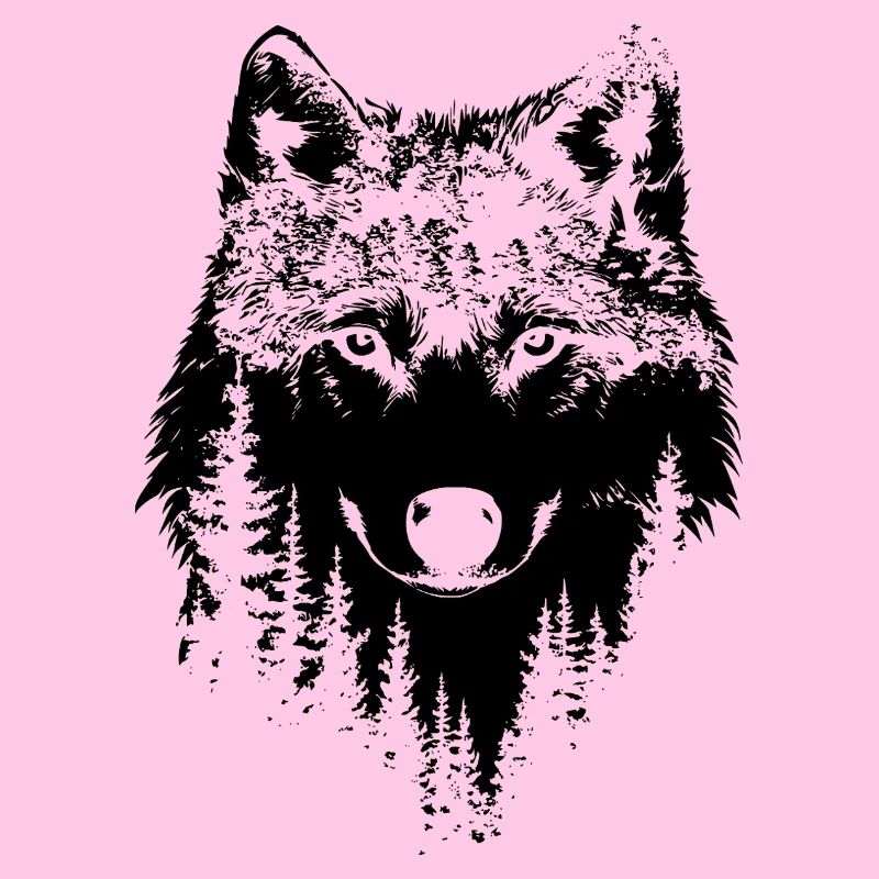 Silhouette de forêt de loups