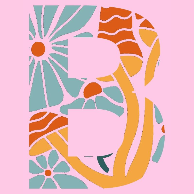 Buchstabe b groovige Blumen Geschenkidee