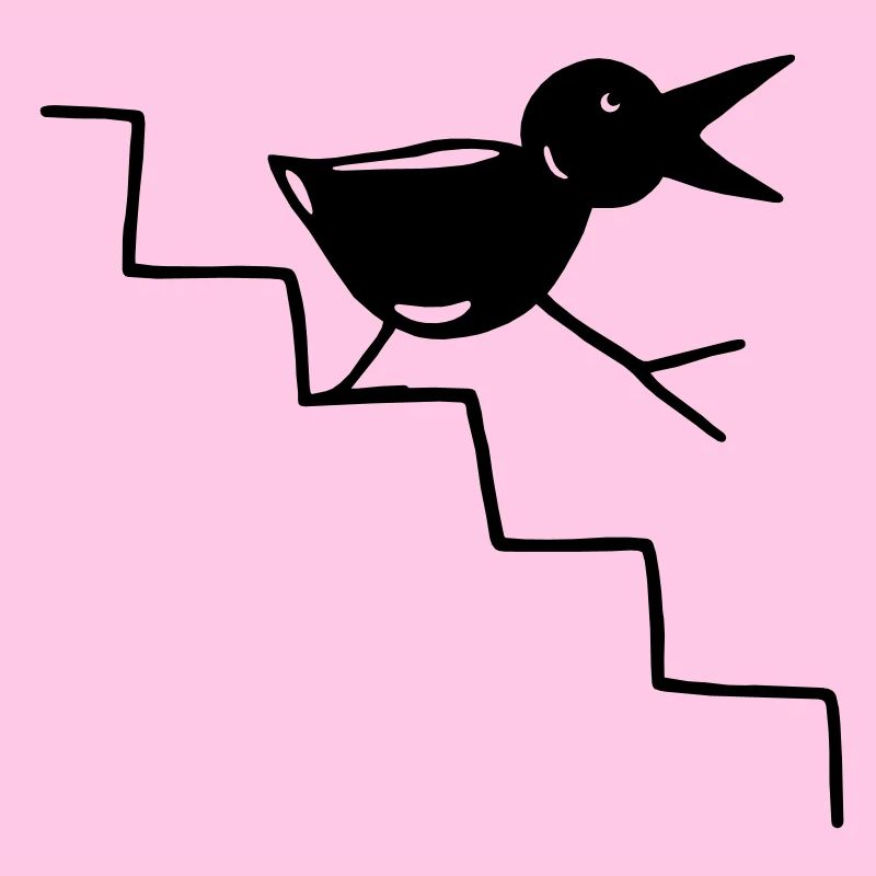 Vogel geht die Treppe runter