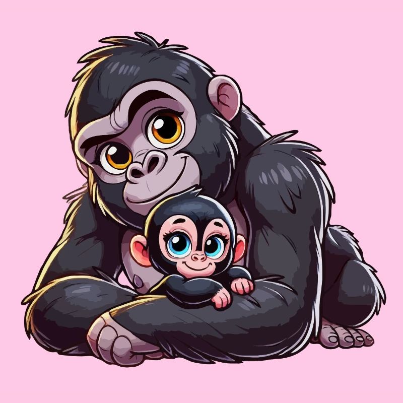 Mère gorille avec enfant