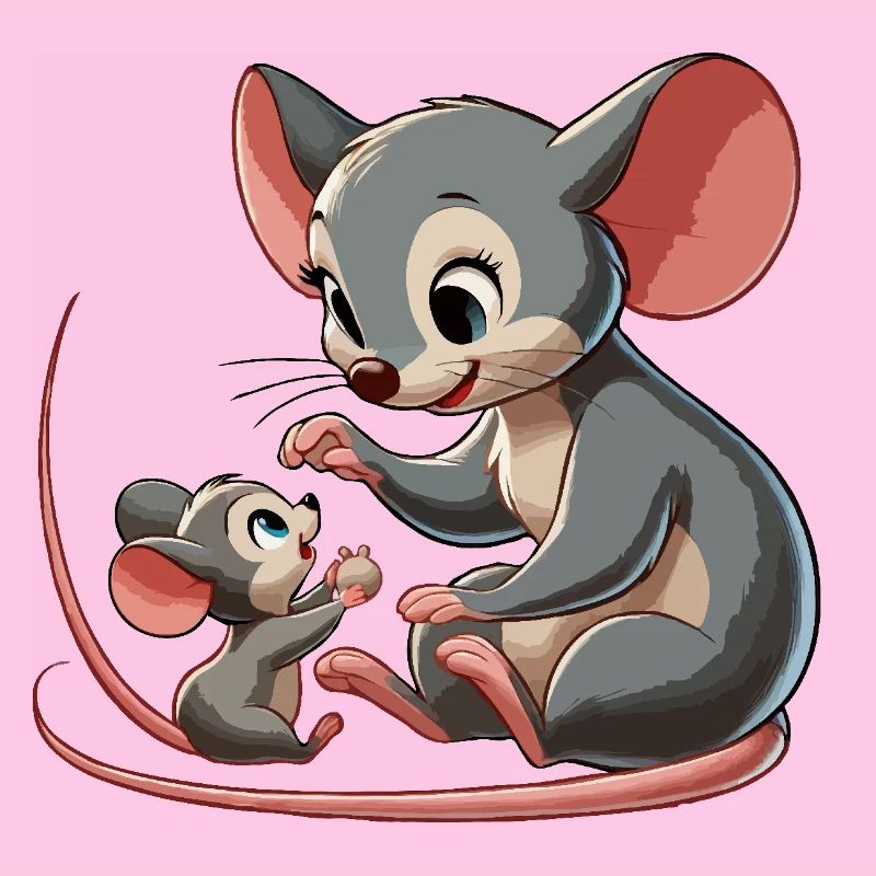 La mère souris joue avec l’enfant
