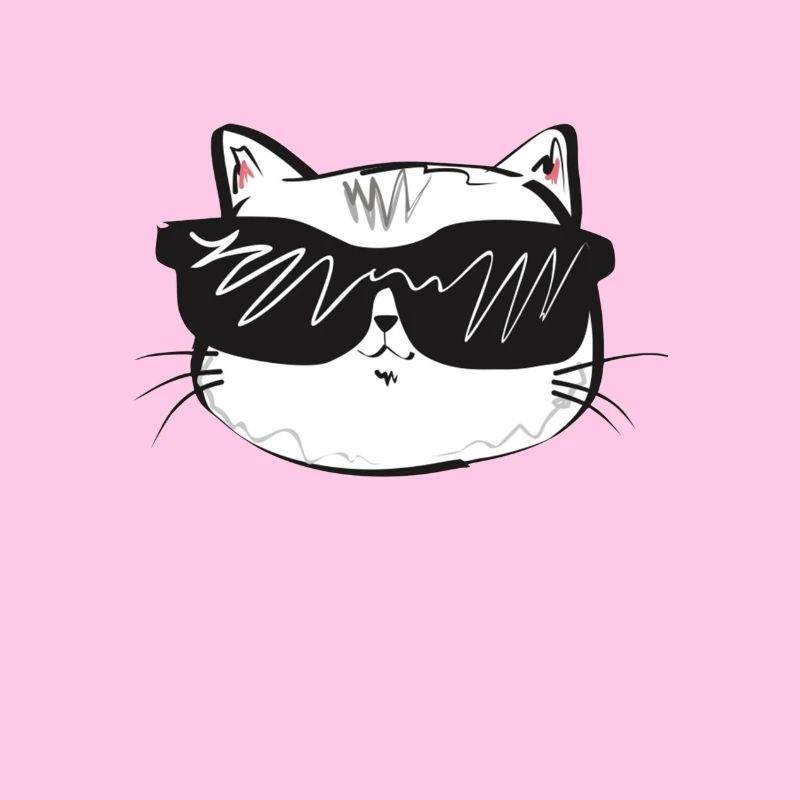 Weiße Katze mit Sonnenbrille
