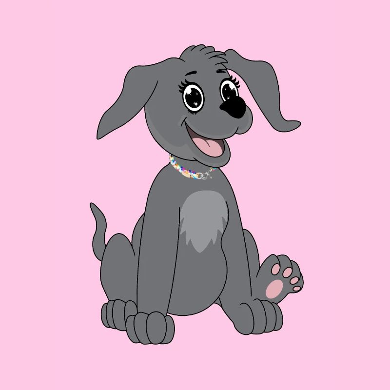 Dog sits - grey