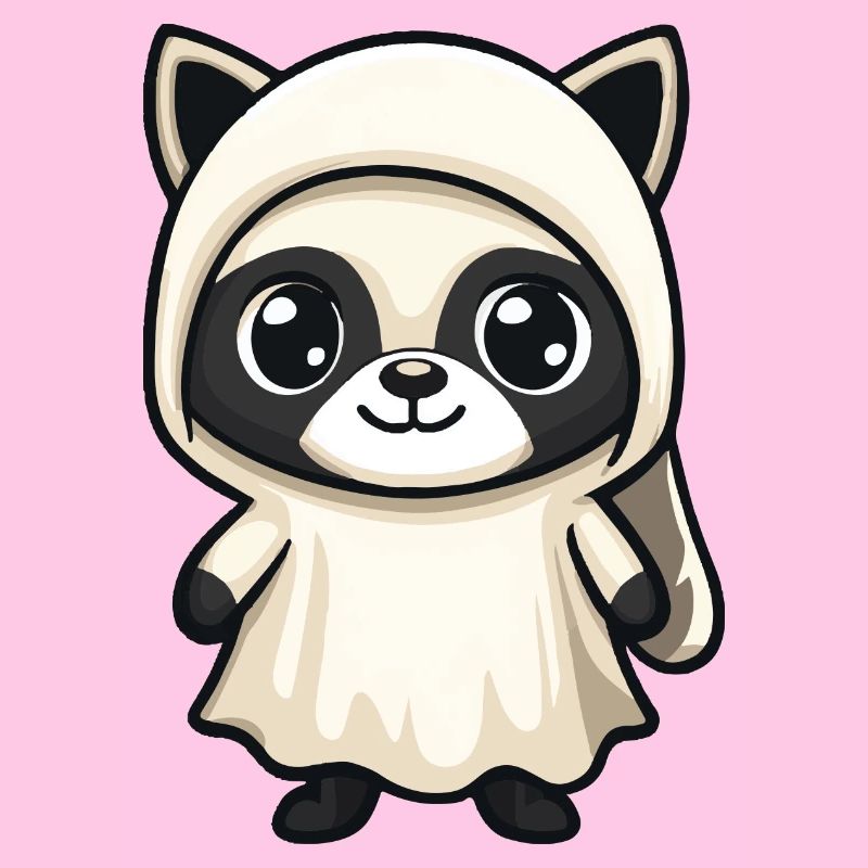 Raccoon Halloween Comic Ghost