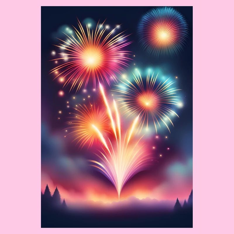Sparkling and colorful firework celebration