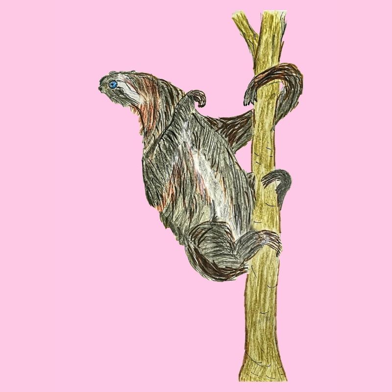 Monkey artwork on tree