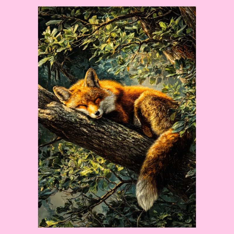 Sleeping Fox in Sunlit Forest