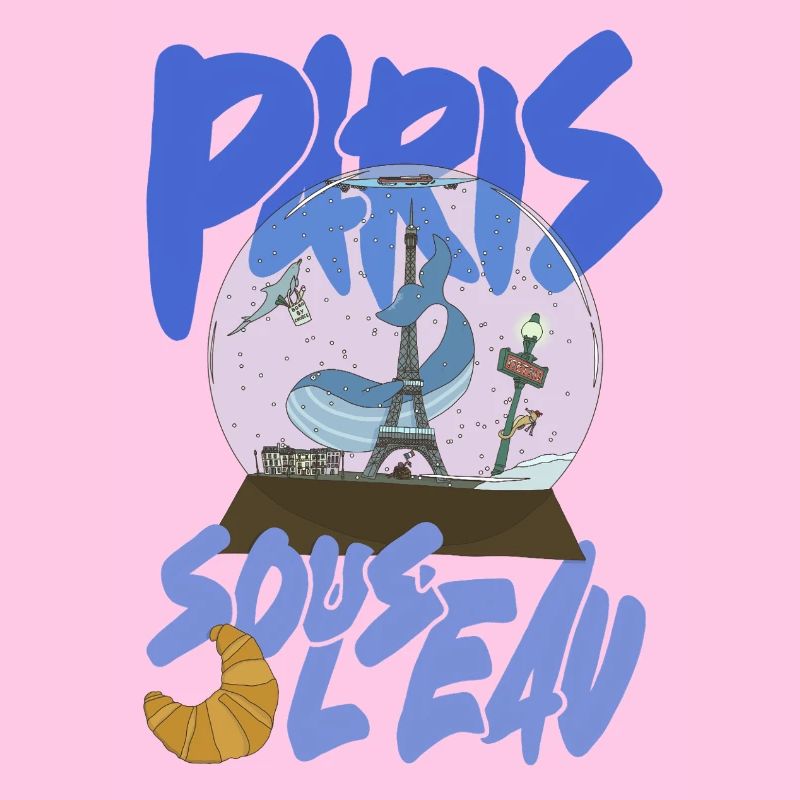 Paris Snowglobe Bleu - icône Eiffel