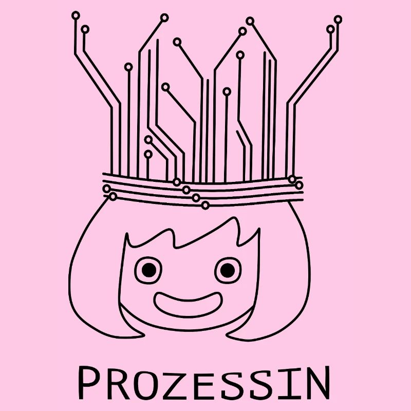 Prozessin mit Tech-Krone